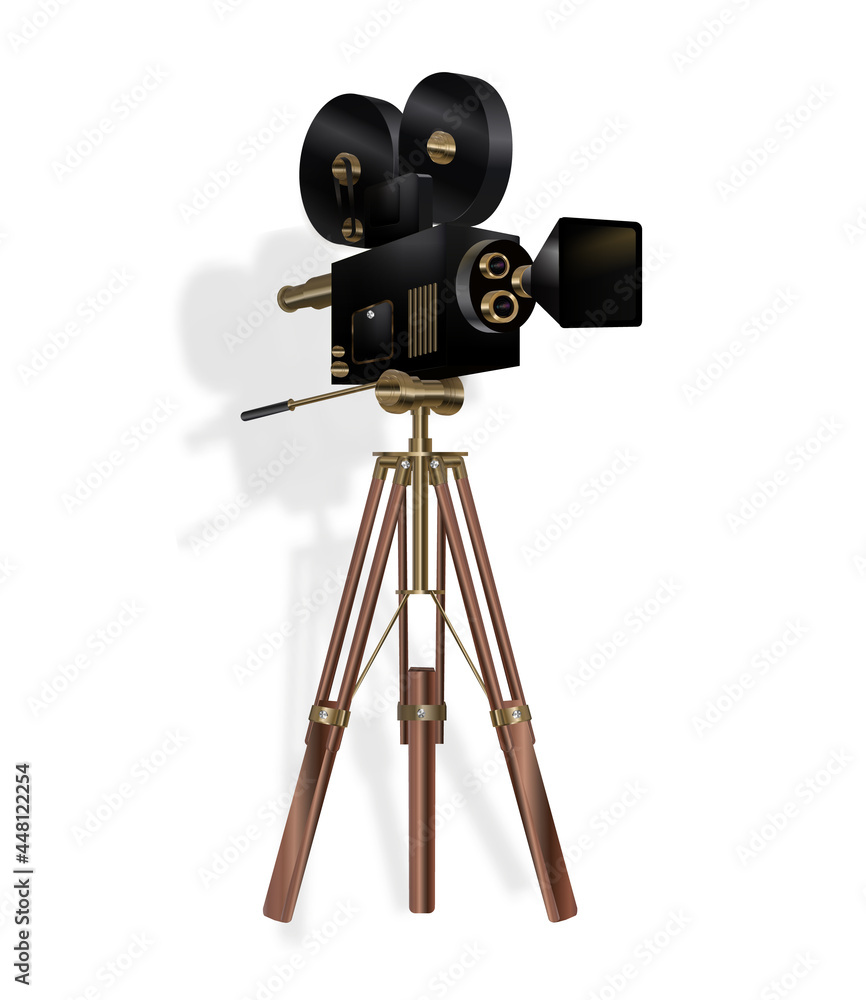 Obraz premium Movie camera. Vintage movie camera on white background.