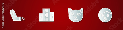 Set Inhaler, Medical hospital building, Pet and Runny nose icon. Vector