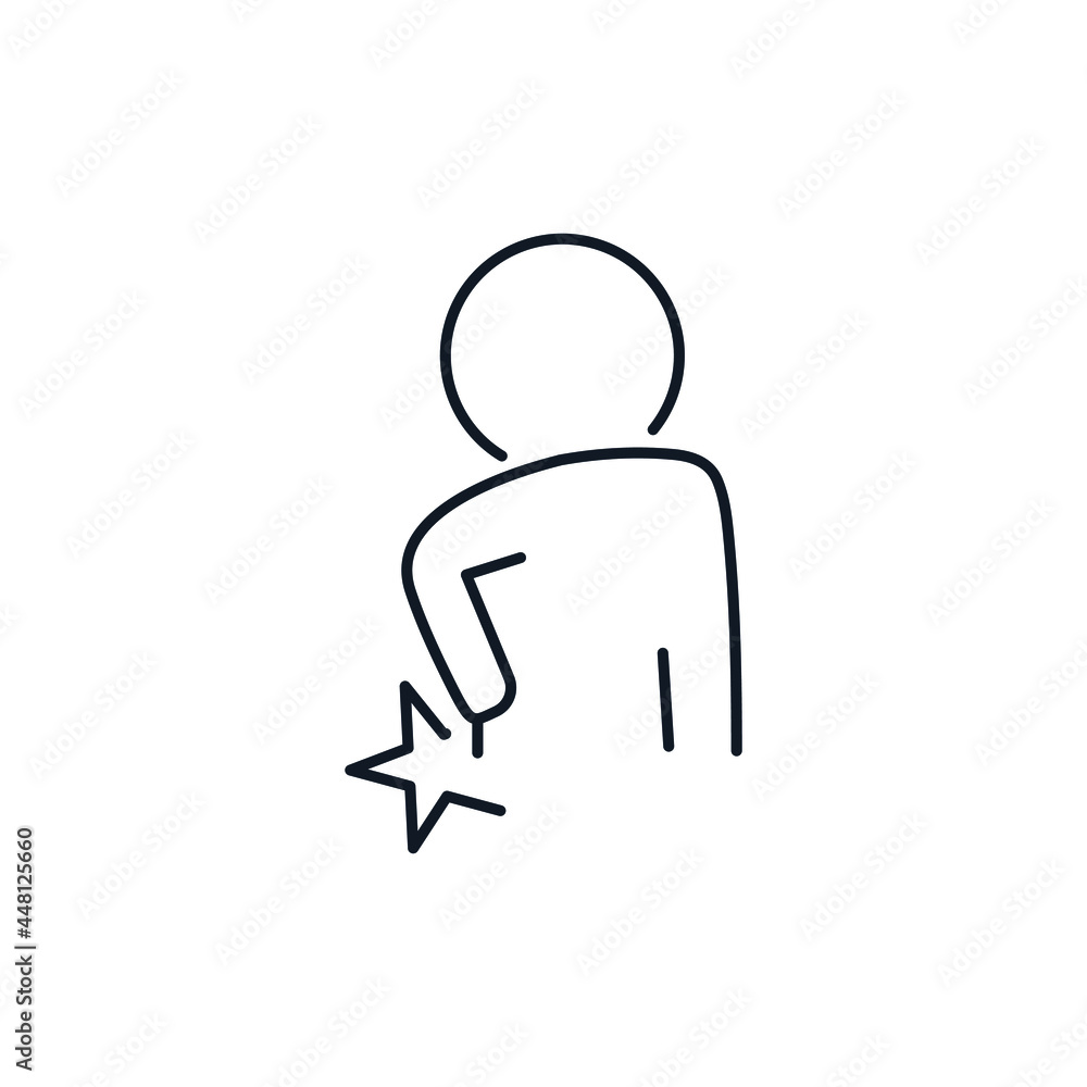 Fractured hip thin line icon stock illustration. Fractured hip thin line icon stock illustration.