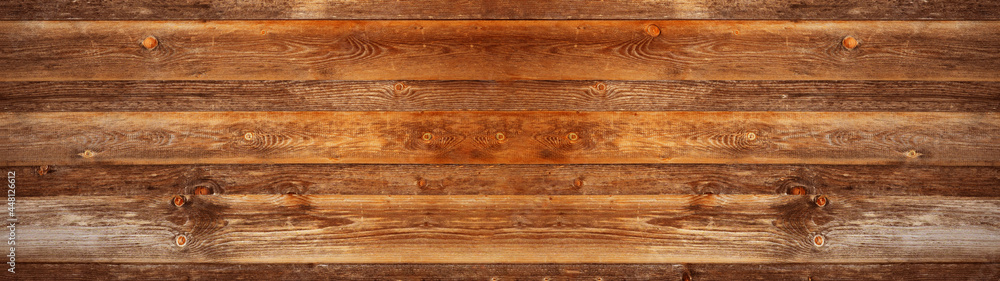Naklejka premium old brown rustic dark wooden texture - wood timber background panorama long banner..
