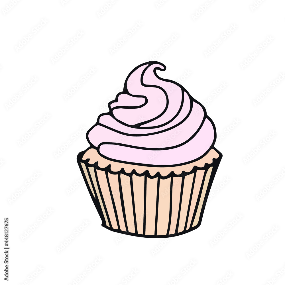 hand drawn cupcake illustrations. Vector doodles with desserts for your design, cards, textiles, posters. Isolated on white background hand drawn cupcake illustrations. Vector doodles with desserts for your design, cards, textiles, posters. Isolated on white background