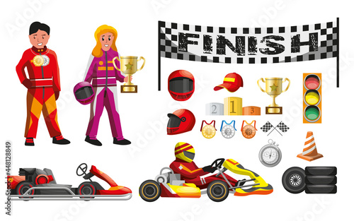 Obraz na plátně Speed karting racer champion team professional occupation