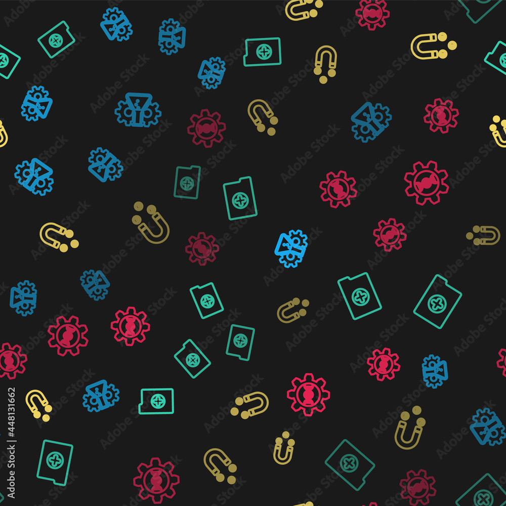 Set line Bioengineering, Clinical record, Customer attracting and Genetic on seamless pattern. Vector Set line Bioengineering, Clinical record, Customer attracting and Genetic on seamless pattern. Vector
