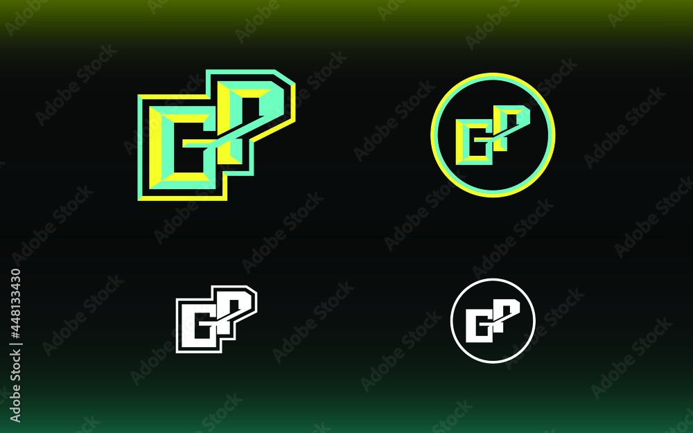 Initials GP logo with a bright color is suitable for E sports teams and others Initials GP logo with a bright color is suitable for E sports teams and others