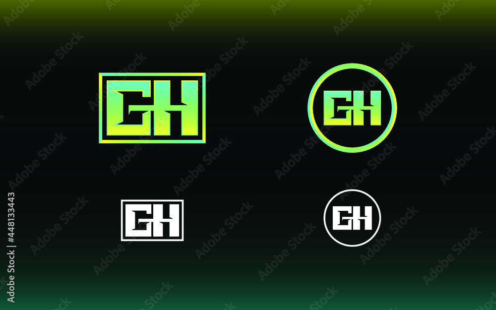 Initials GH logo with a bright color is suitable for E sports teams and others