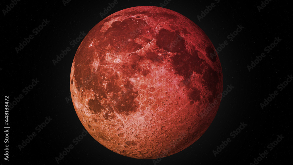Fototapeta premium Blood Moon. Lunar eclipse. Super moon. 3D illustration