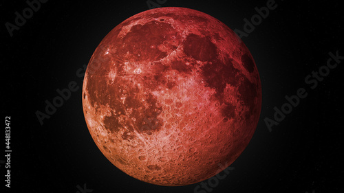 Blood Moon. Lunar eclipse. Super moon. 3D illustration