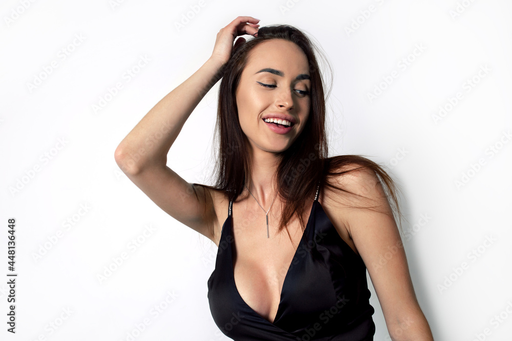 beautiful girl smiling on a white background beautiful girl smiling on a white background