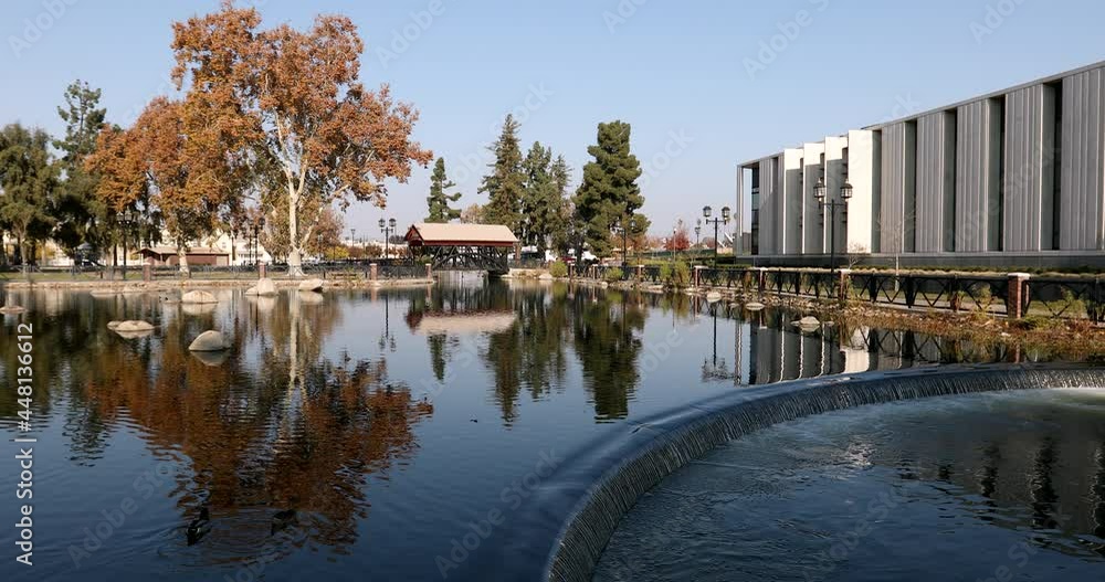 Afternoon autumn view of a public park in downtown Bakersfield, California, USA. Afternoon autumn view of a public park in downtown Bakersfield, California, USA.