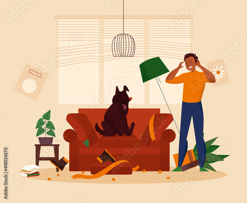 Flat Naughty Dog Illustration