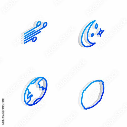 Wallpaper Mural Set Isometric line Moon and stars, Wind, Earth globe and icon. Vector Torontodigital.ca