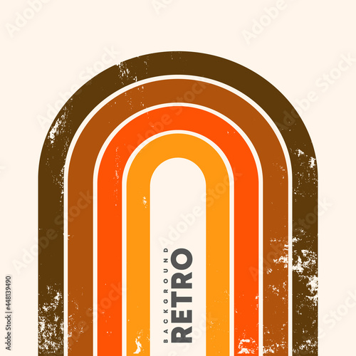 Retro rainbow design with vintage grunge texture. Vector illustration