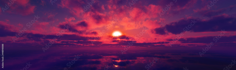 Fototapeta premium sunset calmly sea sun ray 3d render