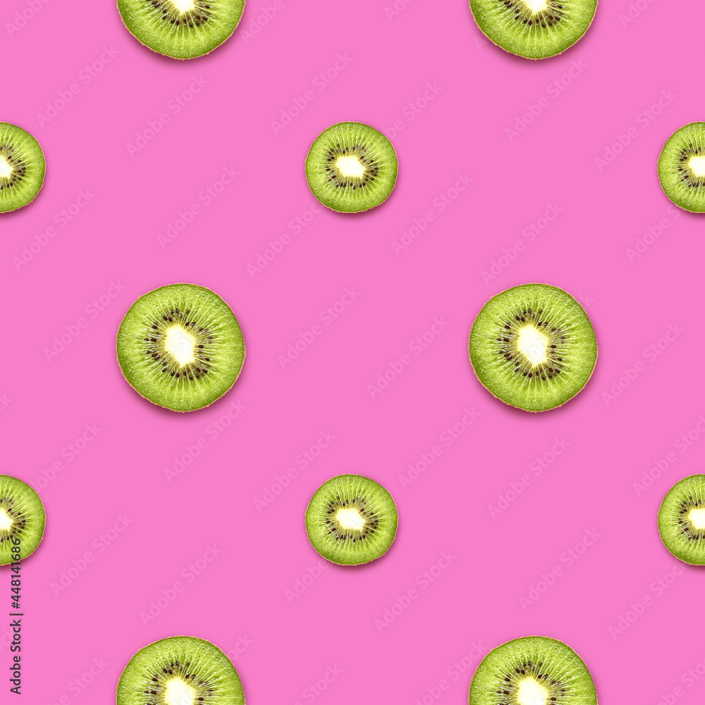 Ripe kiwi on a bright background, seamless pattern. Ripe kiwi on a bright background, seamless pattern.