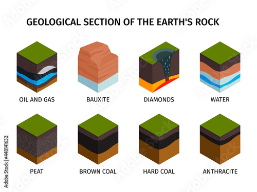 Isometric Geological Composition Set