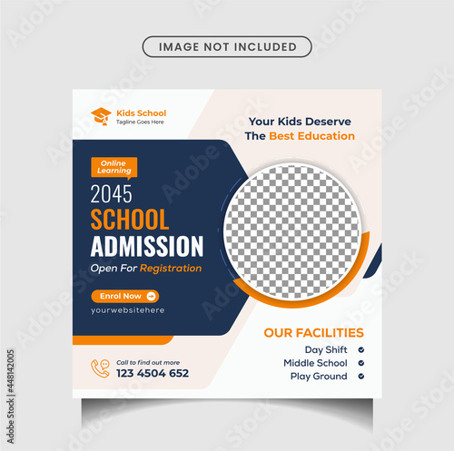 School education admission social media post and back to school web banner Premium Vector