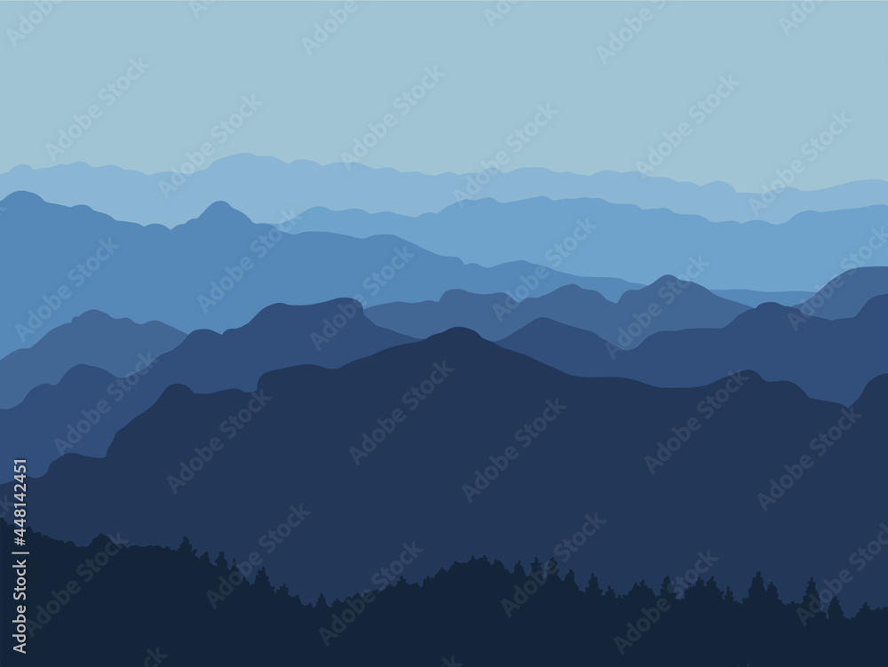 Misty mountain landscape in the fog Misty mountain landscape in the fog