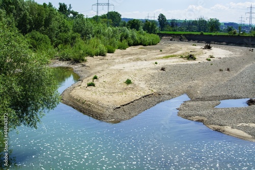 Becva. Gravel beach at the meanders on the lower reaches of the river. Central Moravia. Europe.  photo