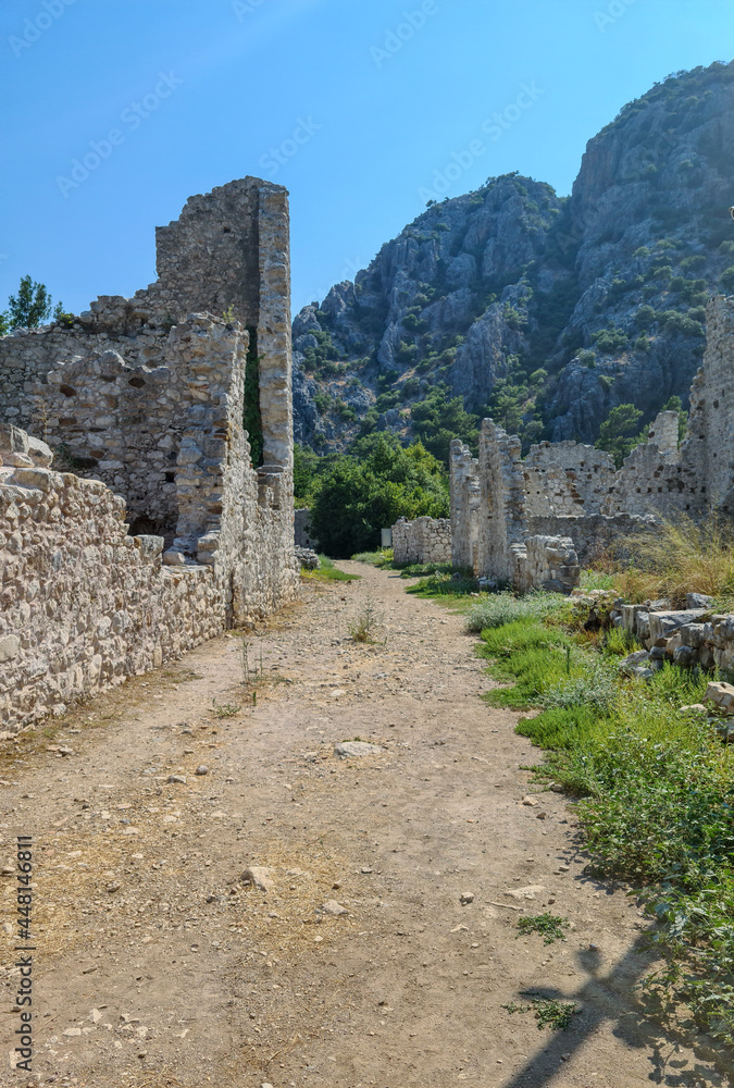 Olympos ancient city pebble way, Hellenistic, Roman, Byzantine period ,historical places ,Turkey - Antalya, 