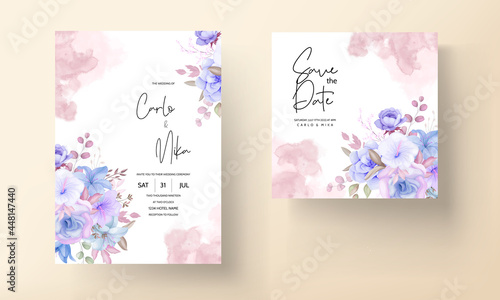 Elegant flower and leaves wedding invitation card design © mariadeta
