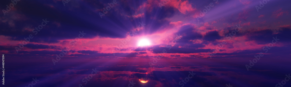 sunset calmly sea sun ray 3d render sunset calmly sea sun ray 3d render