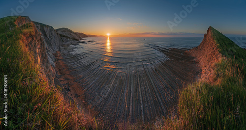 panoramic view of a flysch in the sunset photo