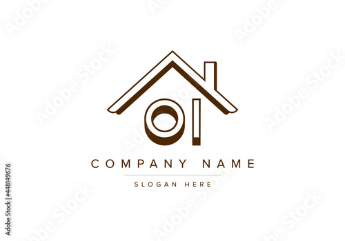 Alphabet letters OI home or house logo for real estate