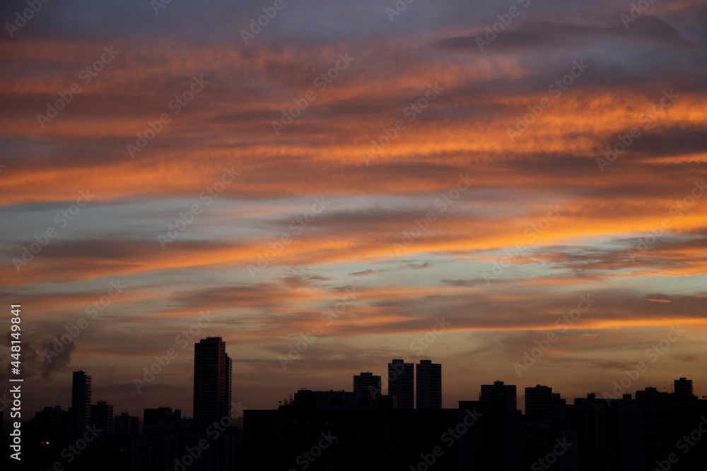 Recife, Pernambuco,Brazil. July, 24, 2021. Sunset view in the Boa Vista neighborhood in Recife, Pernambuco, Brazil. 