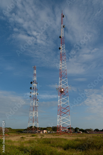 Microwave telecommunication towers in a rural area of ​​Latin America