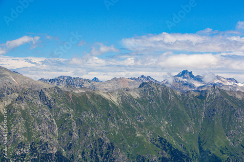 The Caucasus Mountains. Mountain peaks in summer.