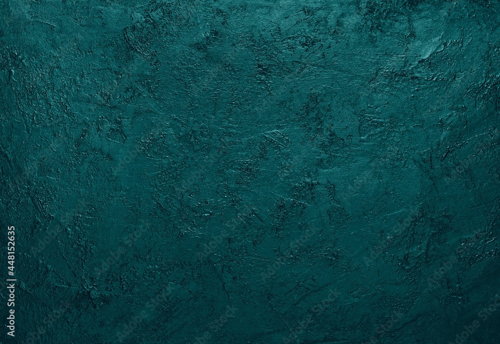 Grunge Textured Dark Teal Green Blue Background Dirty Turquoise Aged Concrete Stone Wall Old Stucco Texture Copy Space Design template for presentation,flyer,card, paper,poster,brochure,banner,website