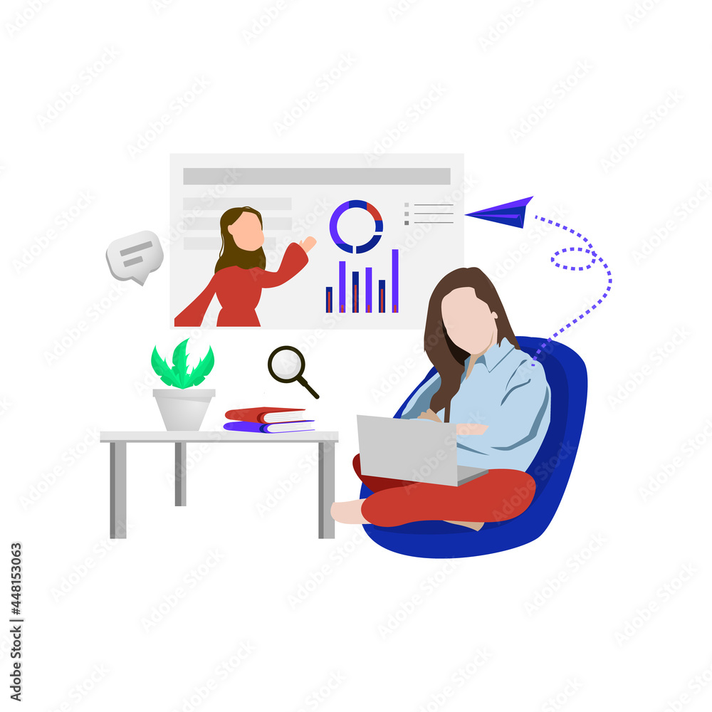 Illustration design e-learning concept vector on white background