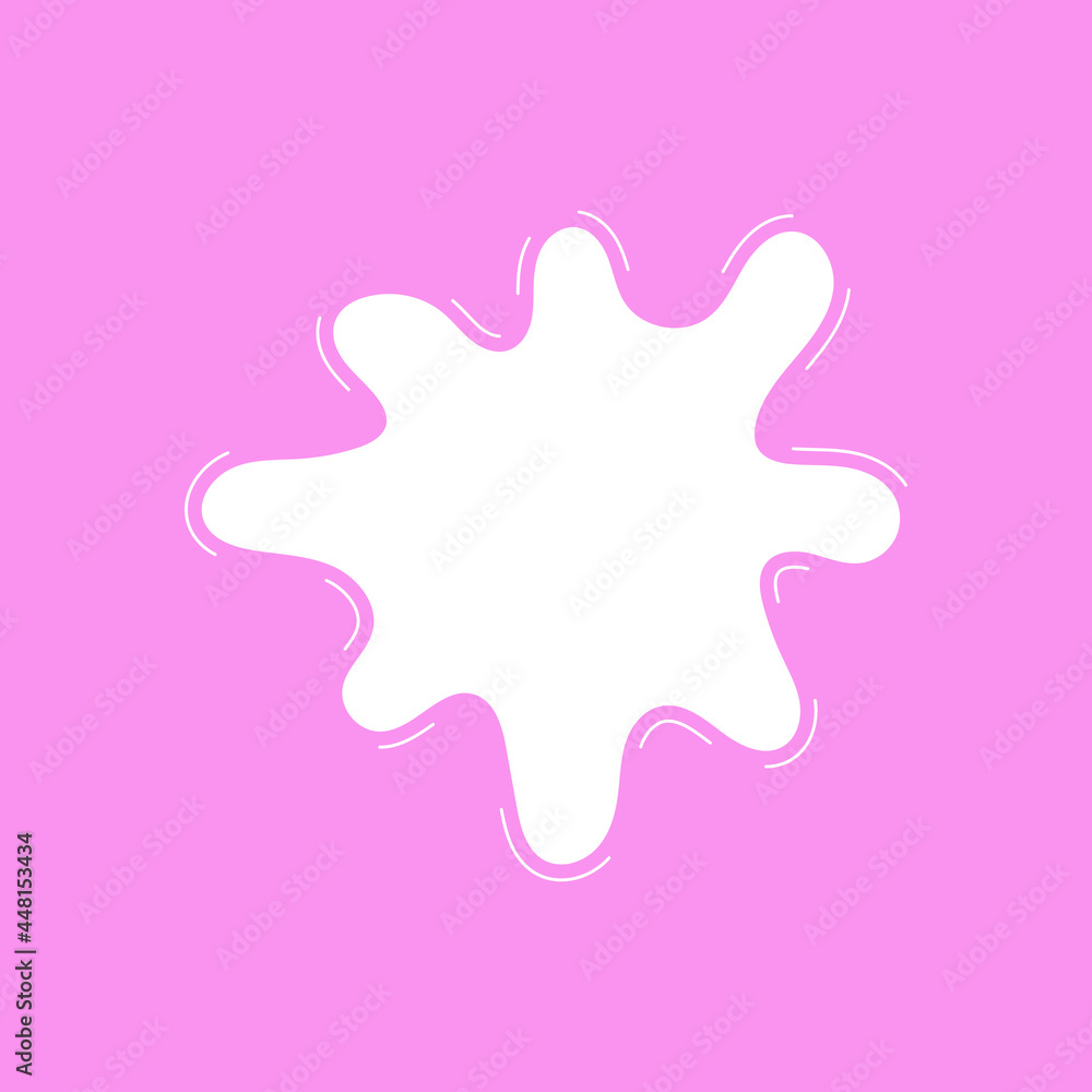 Cartoon pink bubble gum splash, drop, blot. Round shape for banner, sticker, badge, sale. Vector illustration
Cartoon pink bubble gum splash, drop, blot. Round shape for banner, sticker, badge, sale. Vector illustration