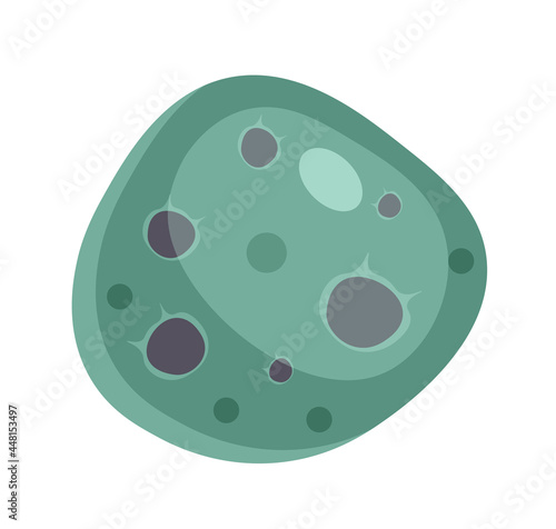 Cartoon space stone, asteroid or comet on white background