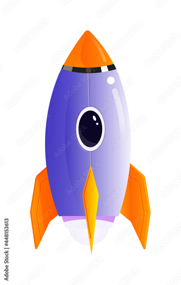 Cartoon spaceship for space exploration isolated on white Cartoon spaceship for space exploration isolated on white