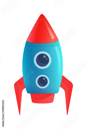 Vector spacecraft rocket for cosmic voyage isolated on white
