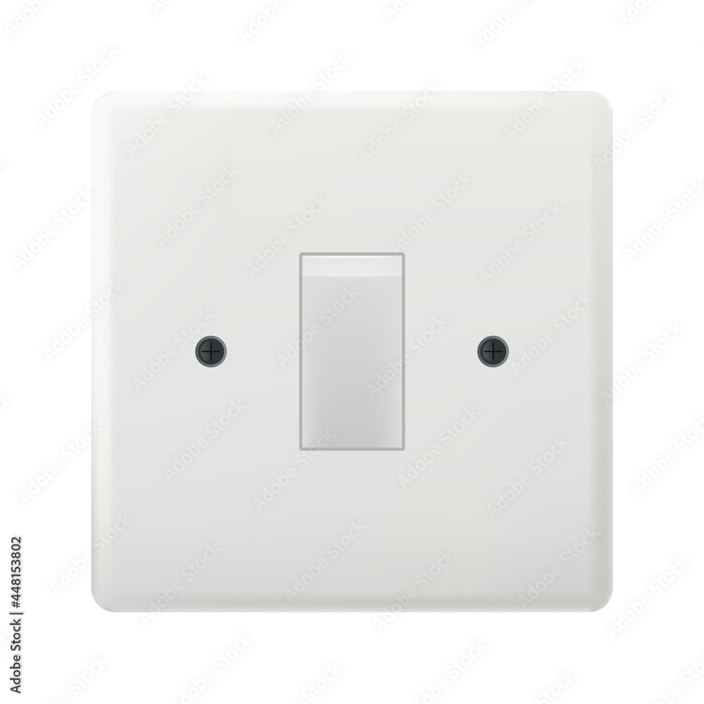 Single light switch mockup isolated on white background Single light switch mockup isolated on white background