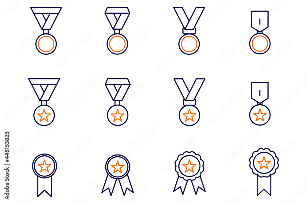 medal icon set. medal icon pack symbol vector elements for infographic web medal icon set. medal icon pack symbol vector elements for infographic web