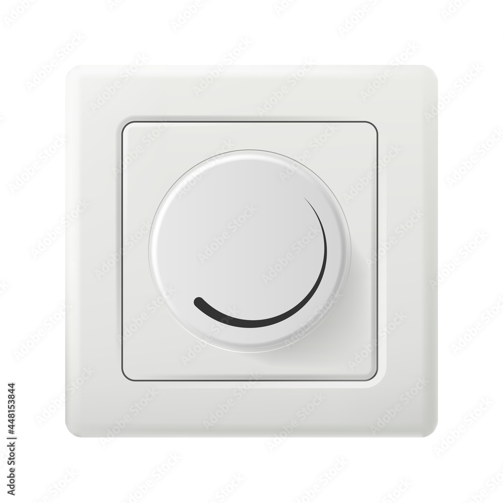 Rotary electrical dimmer switch isolated on white background Rotary electrical dimmer switch isolated on white background