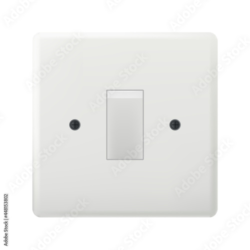 Single light switch mockup isolated on white background