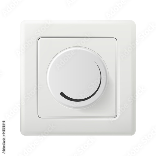 Rotary electrical dimmer switch isolated on white background