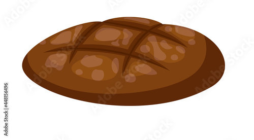 Baked sourdough bread head isolated on white background
