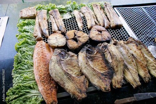 Grilled fish, typical and traditional Brazilian cuisine in Piracicaba, São Paulo. photo