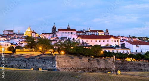 Evening panorama of Elvas in Portugal