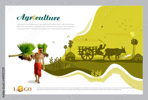 Canvastavla Vector illustration - Agriculture Advertising template with Agriculture Field Concept