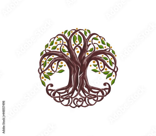 Canvas Print tree of life ornament with circle shaped