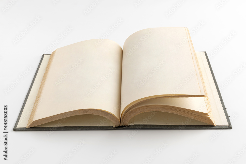 open old book on white background for mockup blank template open old book on white background for mockup blank template
