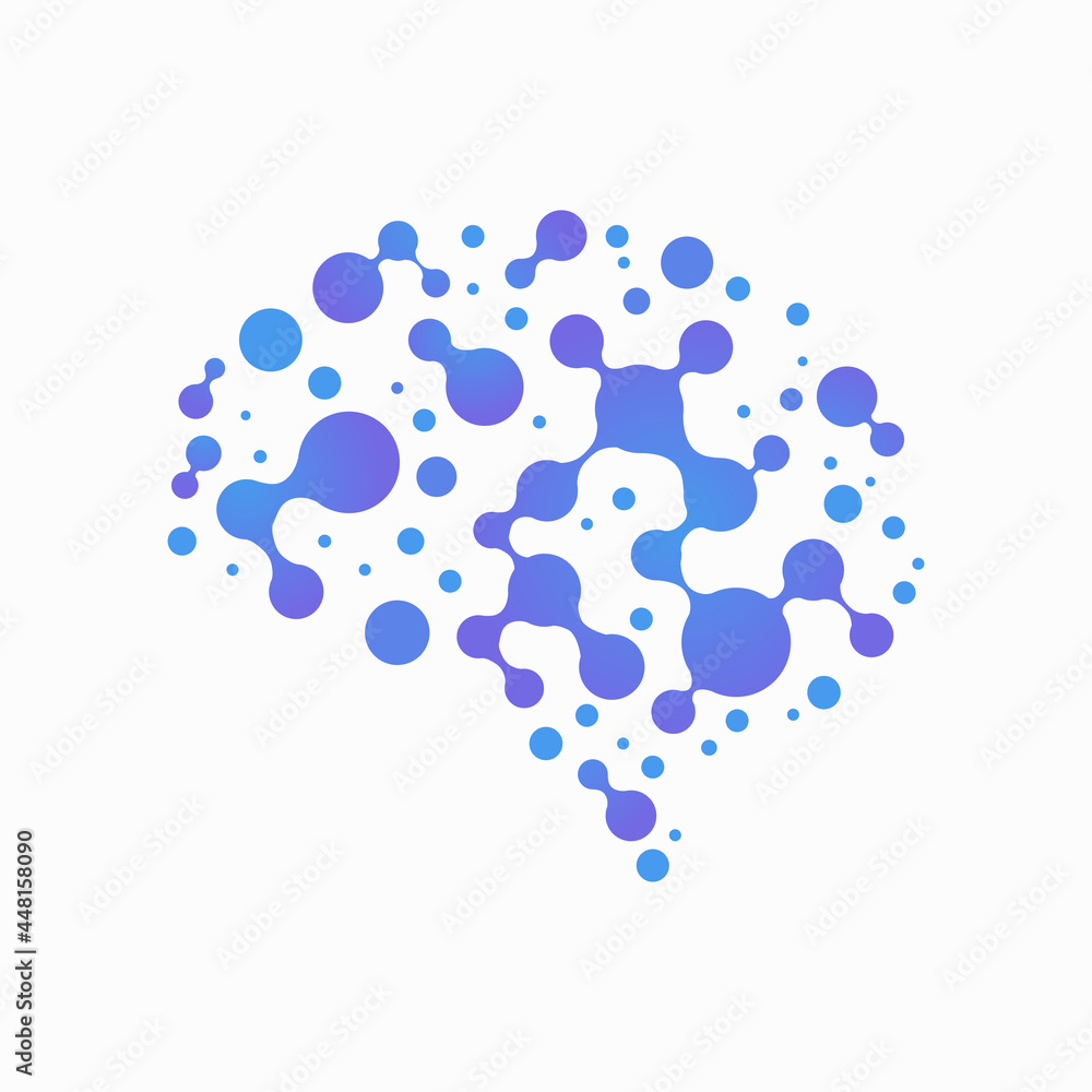 Human brain illustration with connected dots. Human brain illustration with connected dots.