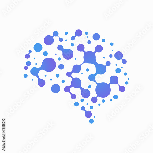 Human brain illustration with connected dots.