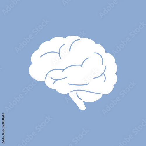 White-colored human brain vector illustration.